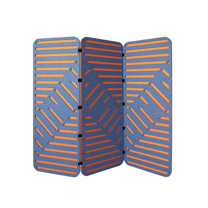 Good Quality Material Polyester Acoustic Panel New Style Office Partition Double Carved Screen Connected By Elastic Bands