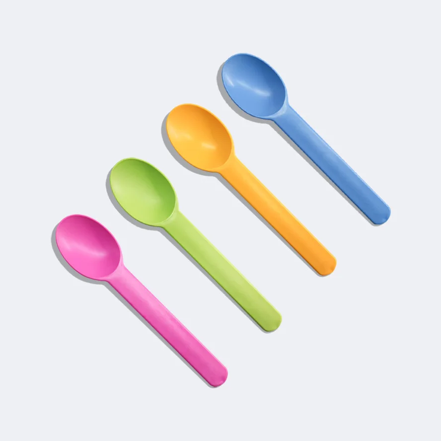 EcoNewLeaf Colorful  Biodegradable Yogurt Spoon Corn Starch Cutlery Disposable Ice Cream Spoons