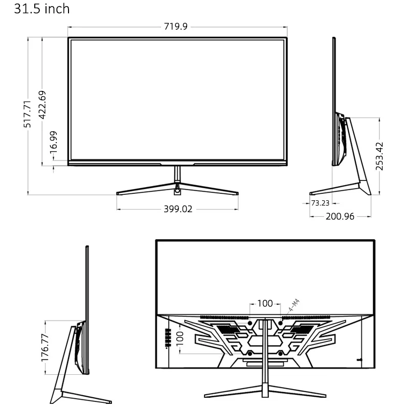 Qhui OEM ODM Monitor 19 22 24 27 32 Inch LED LCD Monitor CKD SKD for accessory Part