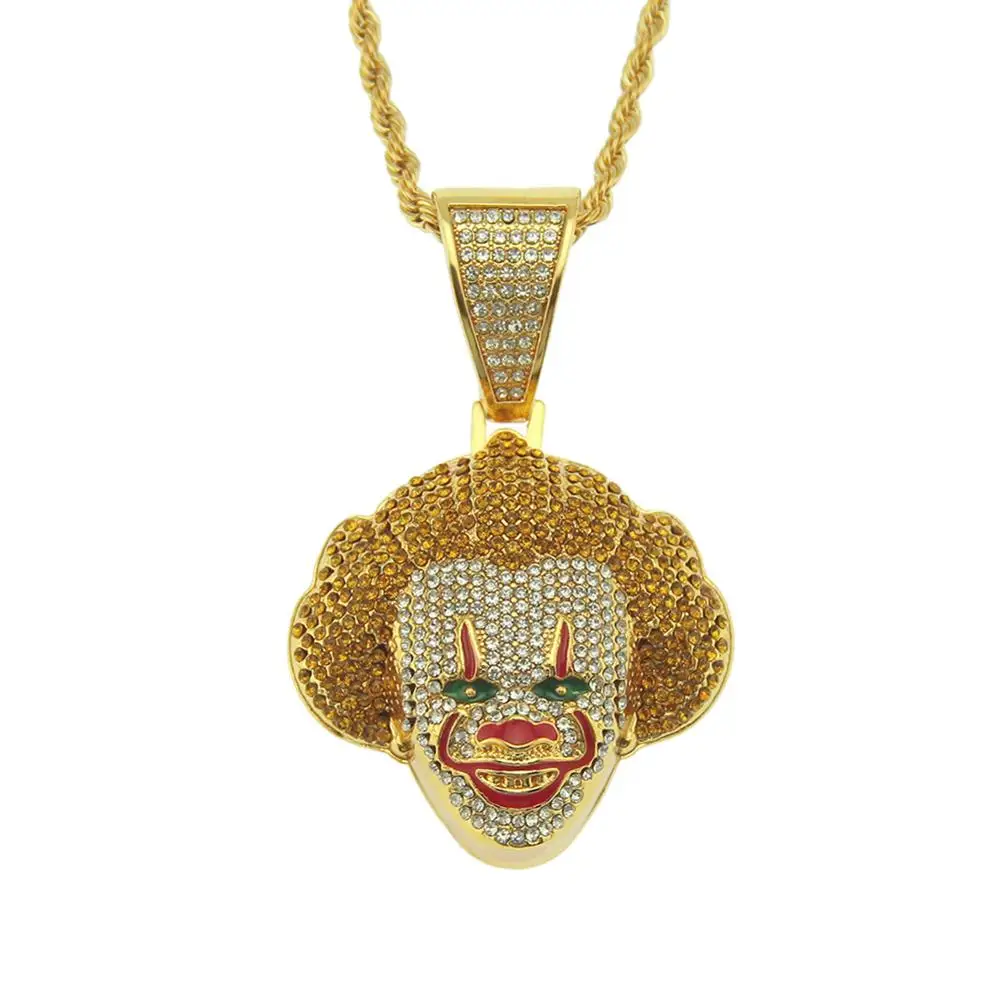 Iced Out Gold Clown Pendant  Pendant Modern Custom Clown diamond hip hop pendant