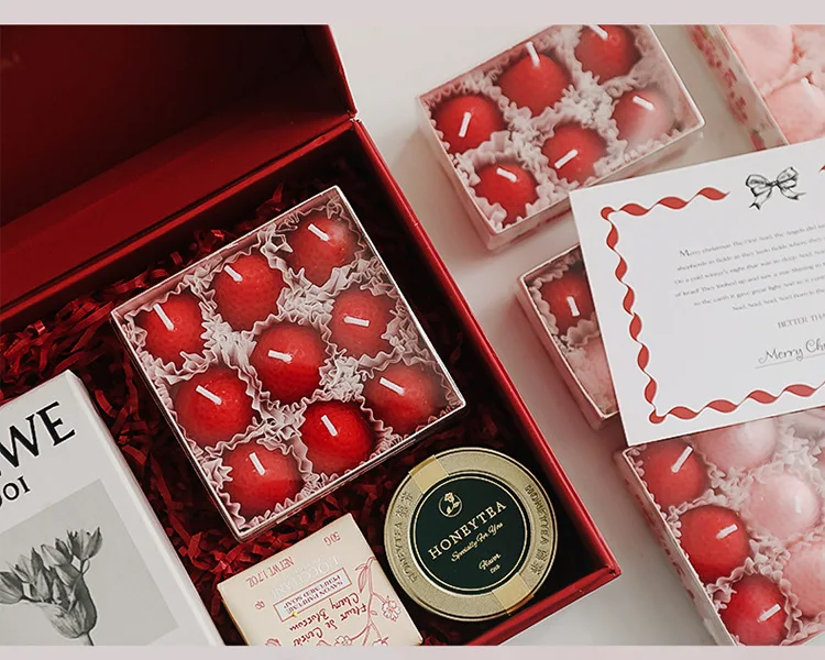 Birthday Gift Luxury Package Scented Pink Red 4 Pack 6 Pack 9 Pack Strawberry Scented Candle Gift Set
