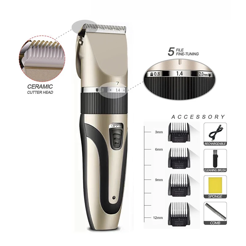 Машинка для стрижки собак, перезаряжаемый профессиональный электрический триммер для бороды с логотипом от производителя