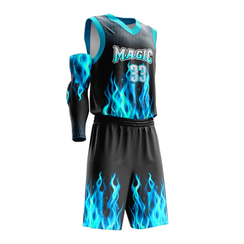 Wholesale Custom Blue Color Tropics Country Mixed Modern Nature Nets Basketball Jersey With Numbers Designs For Unisex