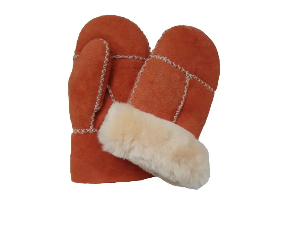 Модная новая стильная зимняя теплая детская перчатка из овчины