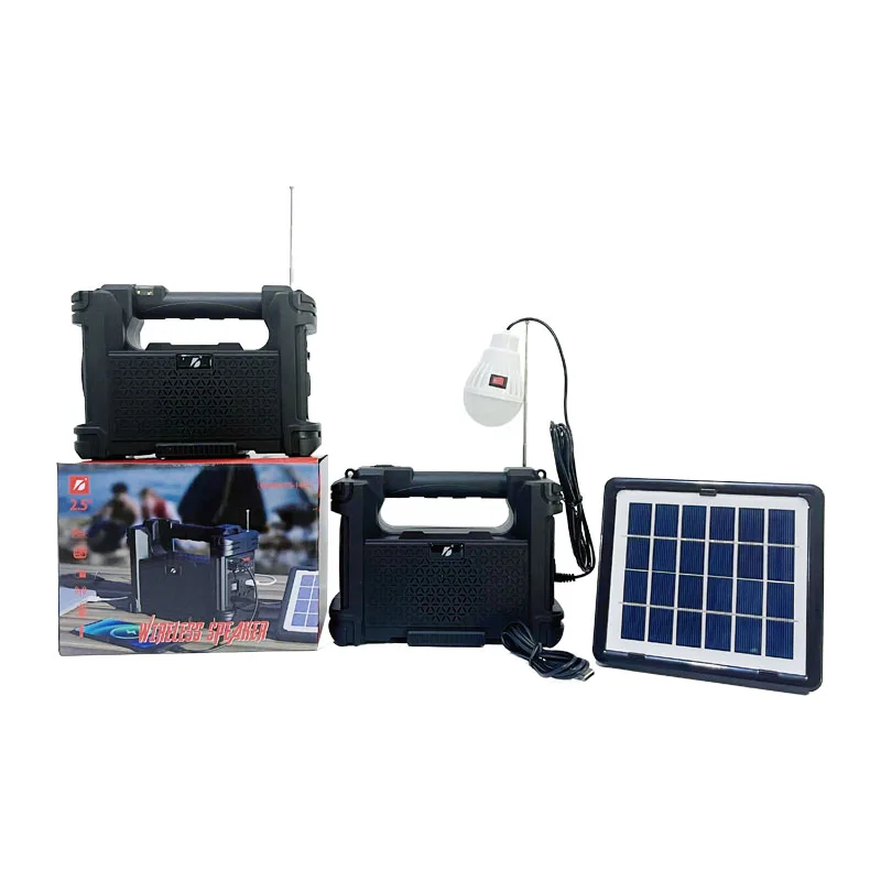 Fm Am Sw 8 Band Receiver Solar Powered Generator Charging Professional Radio Emergency Light with Solar Panel Speaker Lights