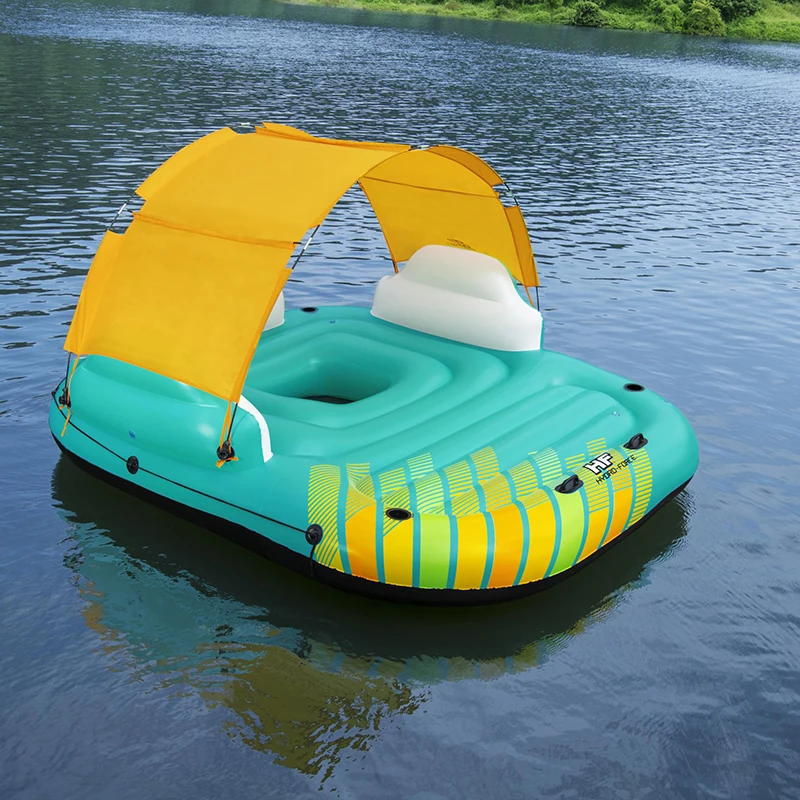 River Seated Floating Water Lounge Raft Outdoor 4-5 person water party raft boat inflatable floating island with tent canopy