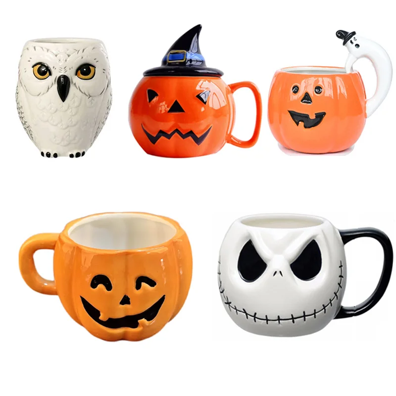 Creative ceramic pumpkin mug Halloween gift Cartoon Ghost mug Fun breakfast milk coffee mug