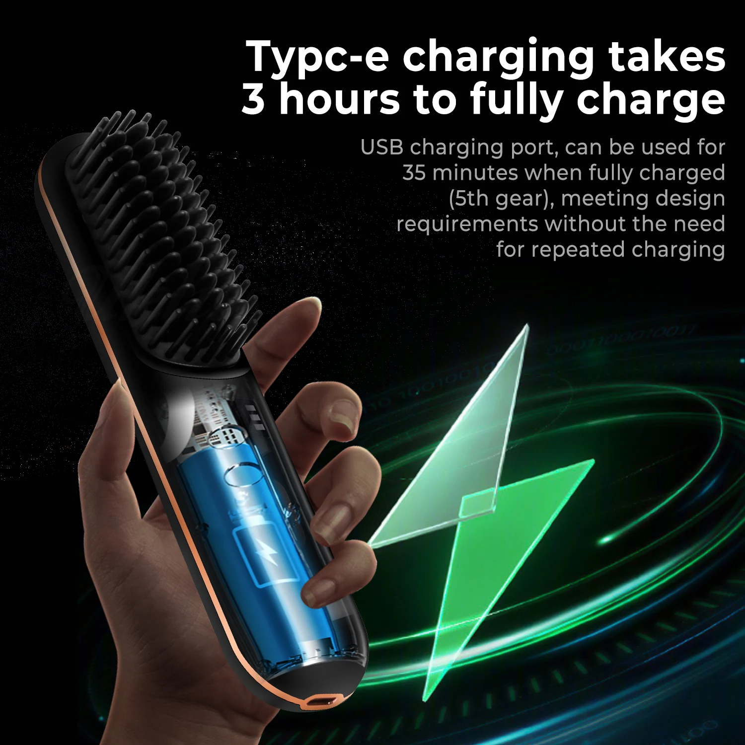 Rechargeable Hair Straightener Negative Ion Heating Brush Wireless Beard Straightener Comb