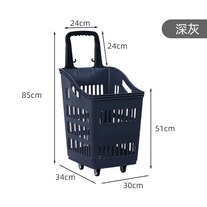 4 wheels 55.1 Lbs stackable Rolling Hand cart Foldable Utility Shopping carts for Groceries with Durable Remove Plastic Handle
