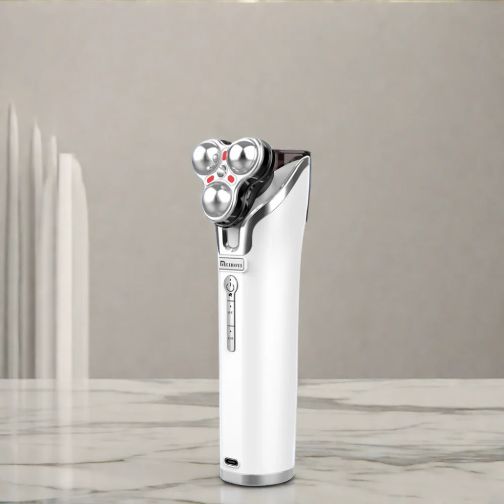 Meiboyi 3 in 1 EMS Microcurrent Heating Oxygen Nano Mist Gun Facial Wrinkle Removing Tightening Beauty Face Massager Home use