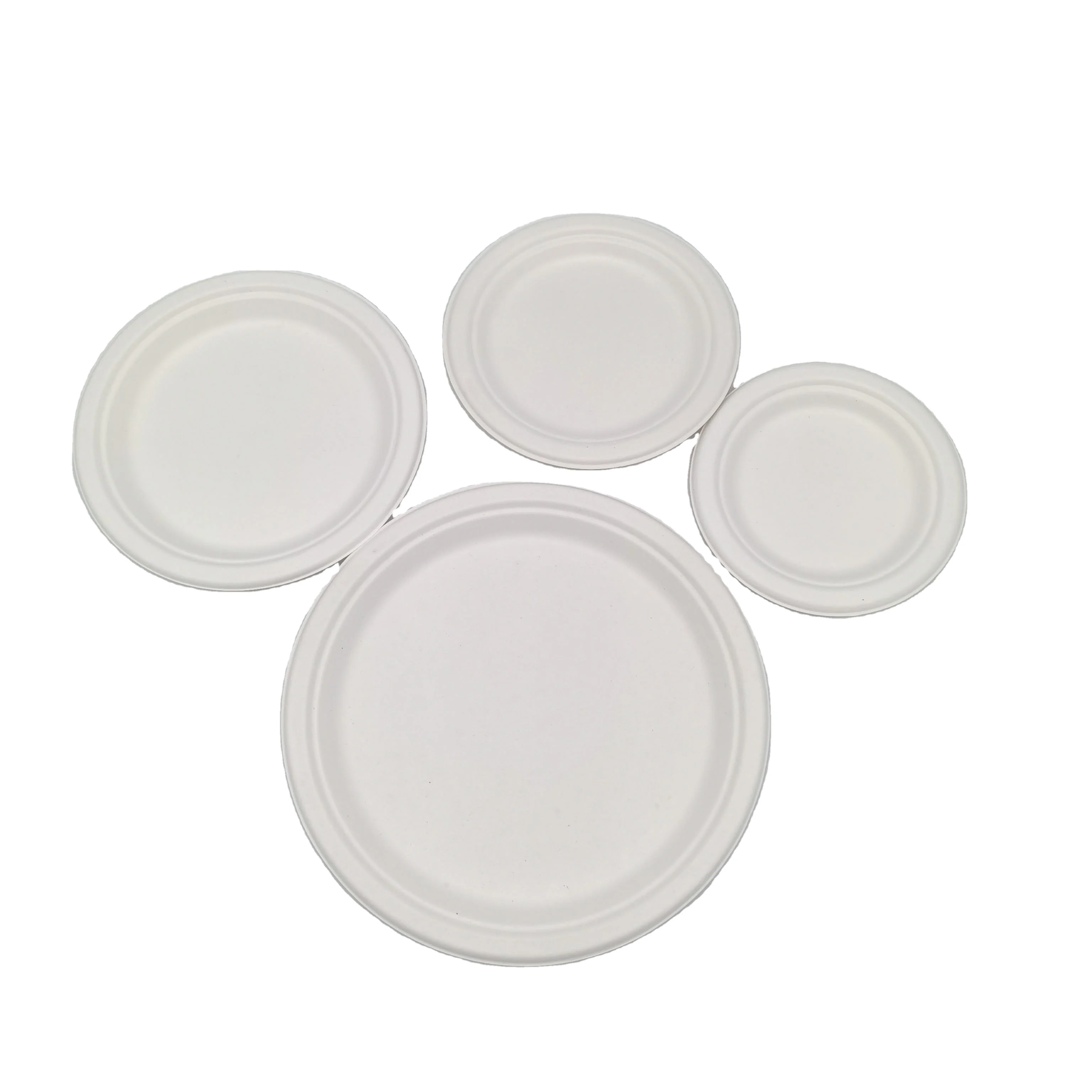 Disposable 5/6/7/8/9/10 inch Round Plates Biodegradable Bagasse Birthday Paper Plate
