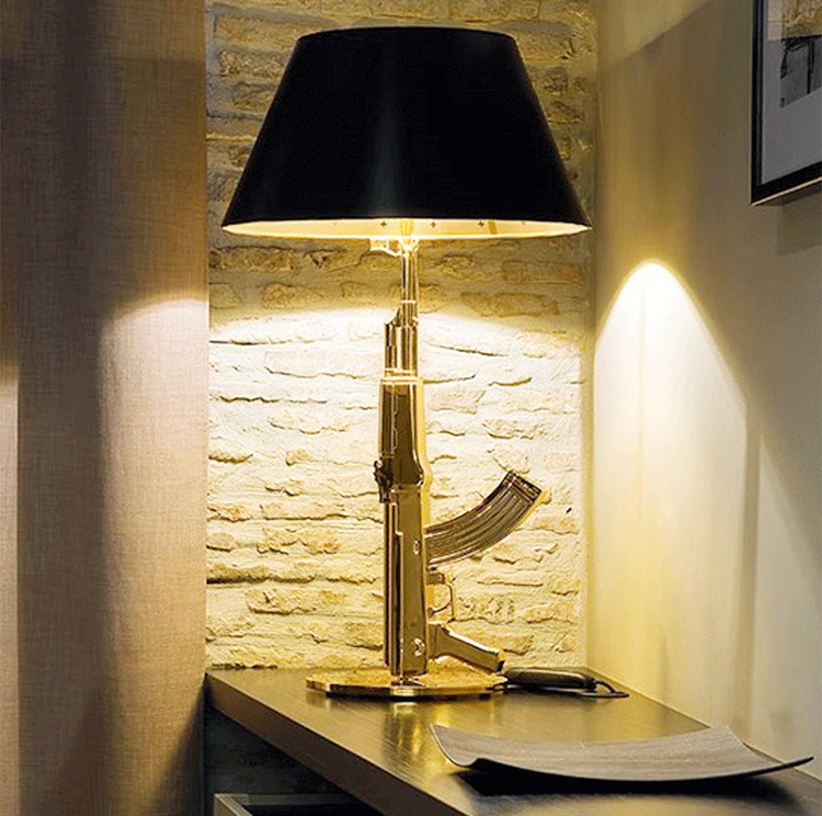 UCHOME gold-plated pistol table lamp hotel bedside lamp personality long gun shape floor lamp