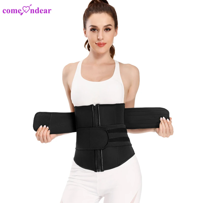 Custom Double Belt 9 Steel Bones And Zipper Waist Trainer Plus Size Shapers Fitness Shapewear For Women