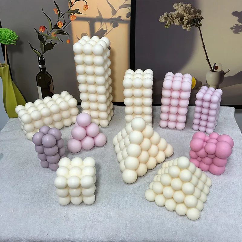 Rubik Cube Candle Silicone Mold Handmade DIY Knot Pyramid Triangle Shaped Candle Mold for Soy Wax Soap Candle Tool