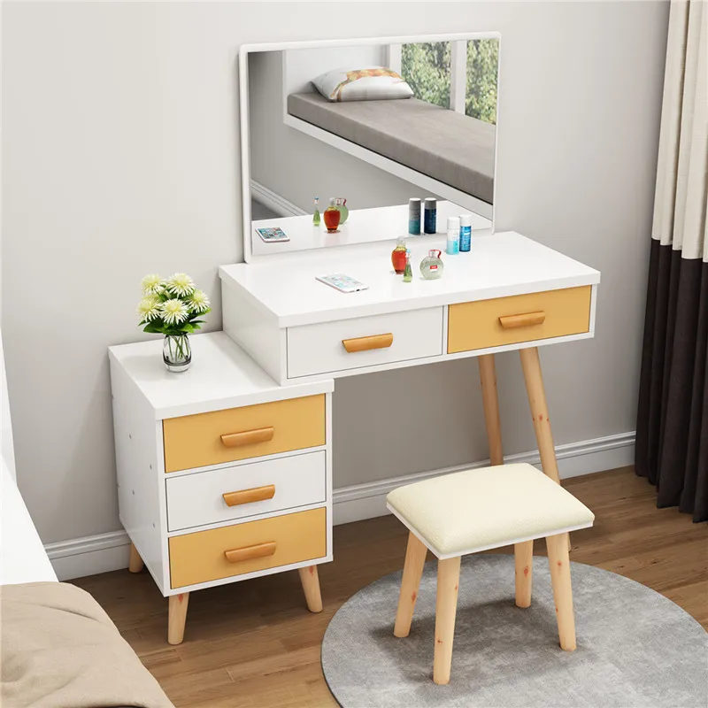 Modern Corner Dressing Table Saving Space Dressing Table with Mirrored Vanity Dressers