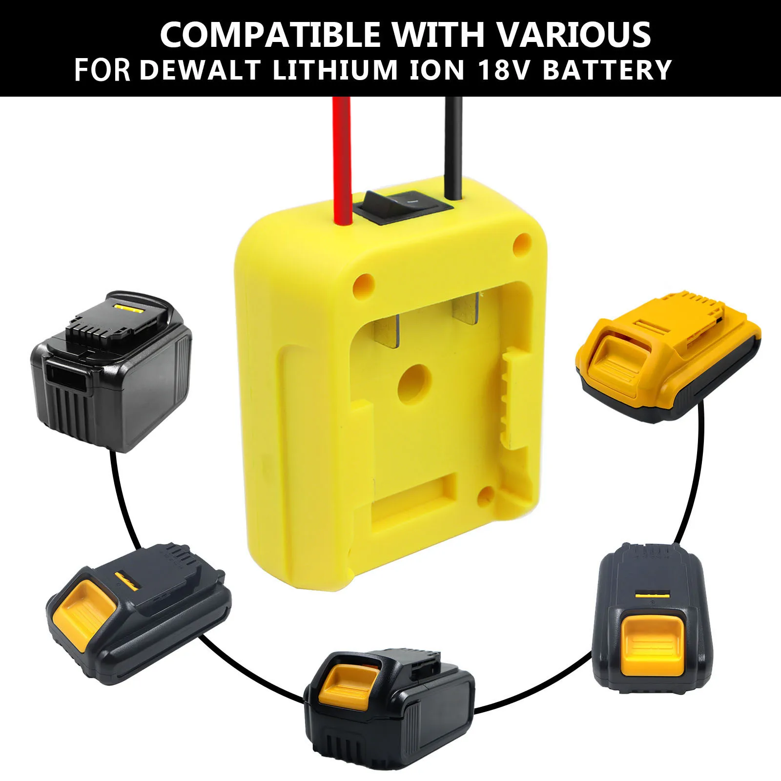 Novel Smart DIY Home 14.4V-18V Tools Battery Output Devices Adapter With 30A Guarded Switch For Dewalt Battery
