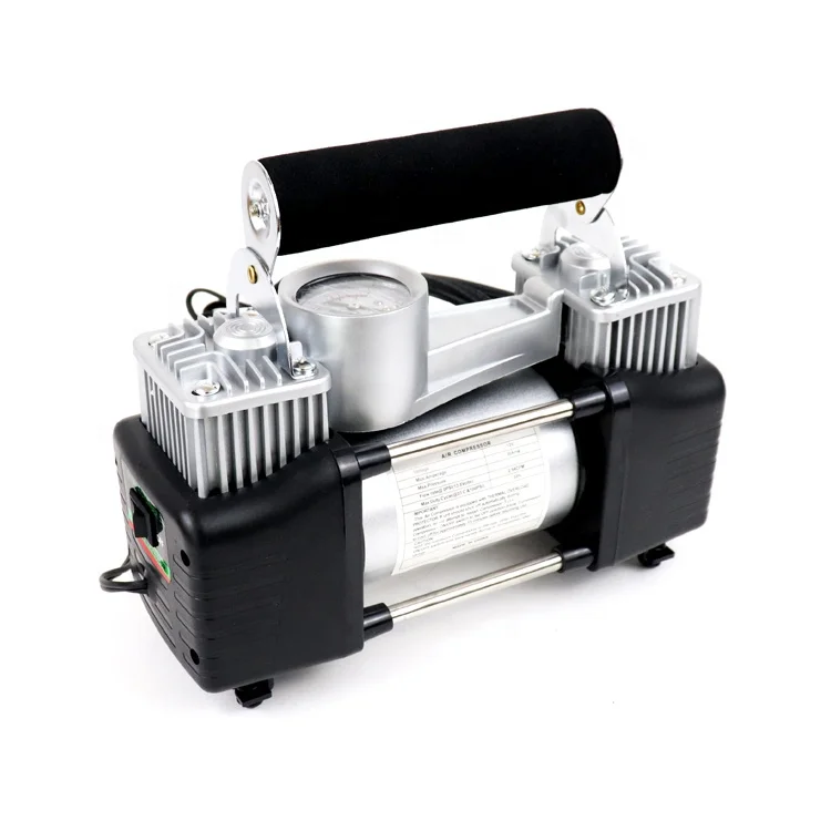 Air Compressor Tire Inflator Portable Double Cylinder Tire Inflator Tire Pump with Air Gauge for Car Bicycle Balls 12V dc