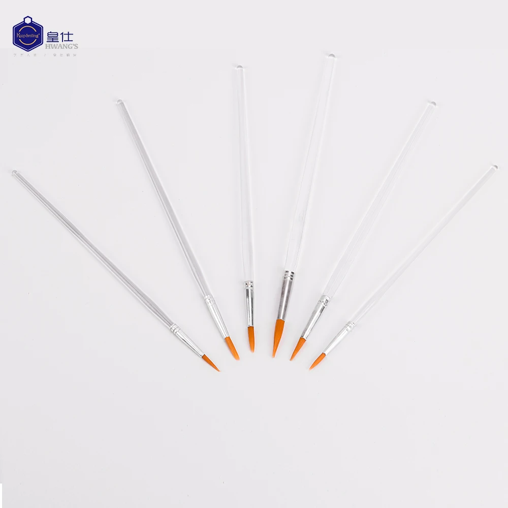 Keep Smiling 6pcs White Handle Nylon Hair Art Watercolor Painting Brushes Set For Painting