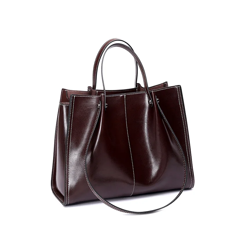 Large Capacity Female Real Leather Handbag Vintage Shoulder Tote Bags High Quality Genuine Leather Handbags For Women Luxury