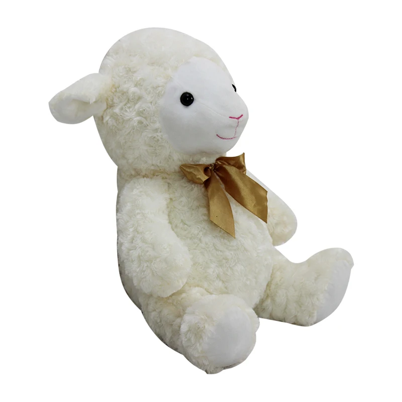 Kawaii Custom Cute Stuffed Animals Soft Plush Sheep with gold rosette Toys Lamb Plush Toy