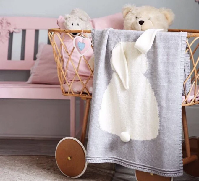 
home textiles rabbit design high quality kids winter fleece baby blanket knit 