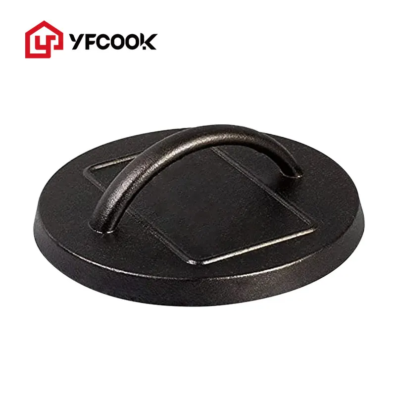 Preseasoned 6.25 Inch Custom Cookware Round Black Bacon BBQ Cast Iron Meat Press Burger Press Grill Meat Press