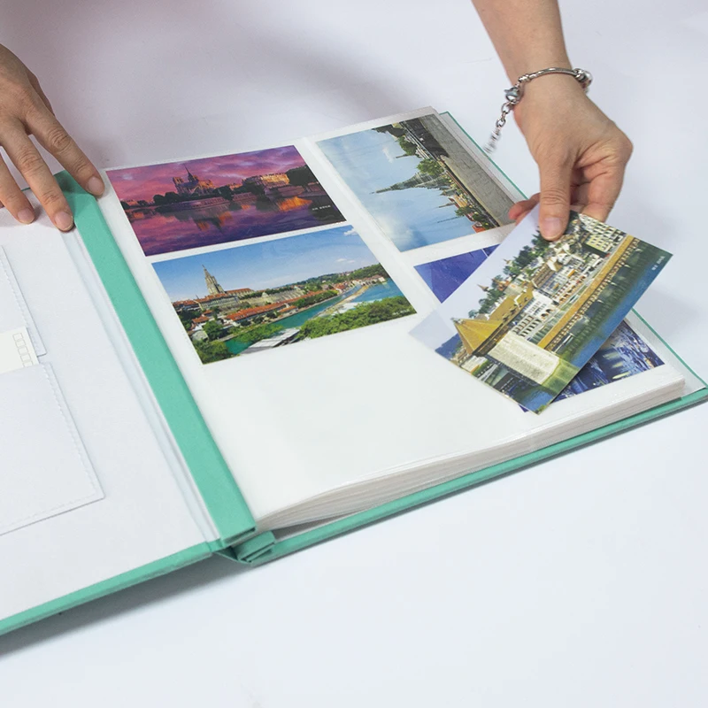 Customized 29.5*21cm 50 Page DIY Photo Albums Fabric Covers with 4 Windows Handmade Scrapbooking  Black Or white Pages