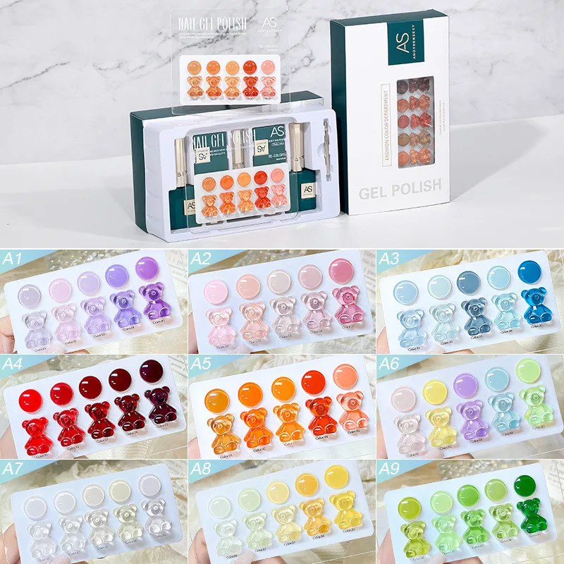 2023 NEW AS nail gel polish set 15ml Professional Nail Supplies 5 Colors Nail Gel Polish kit