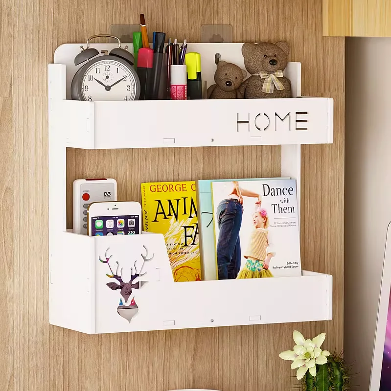 Wall Mounted Shelves Set Hanging Home Decor Rustic Metal Kitchen Rack Book Magazine  Storage Wood Floating Wall Shelf