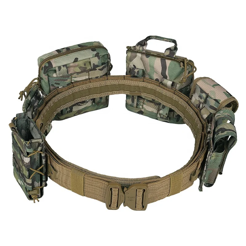 Custom Yakeda Equipo Tactico Adjustable Molle Bag 6 Pieces Set Polyester Camouflage Tactical Waist Belt With Mag Pouches