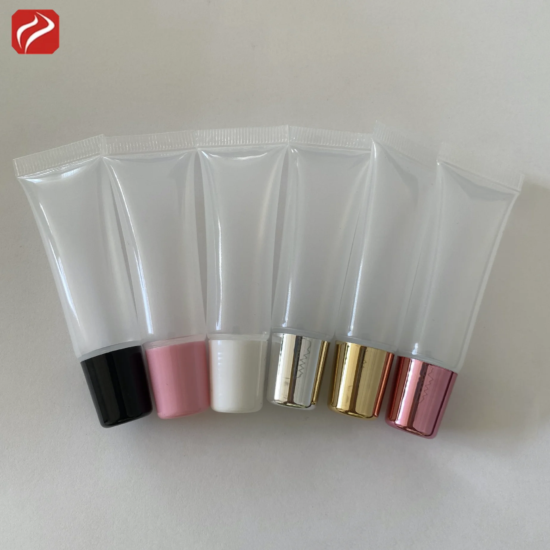 8ml 15ml High quality pink lip gloss tubes lip balm container with gold lid plastic PE tube