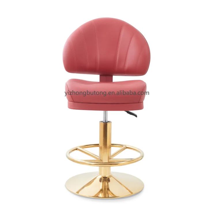 High End Commercial Metal Base Brass High Bar Stool Chair Luxury Swivel Adjustable Gold Bar Stool