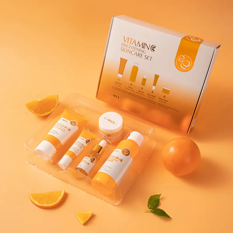 Skin Care Set Vc Facial Essence Eliminates Dullness Dilutes Dark Circles Shrinks Pores Whitens Moisturizes Korean Cosmetics
