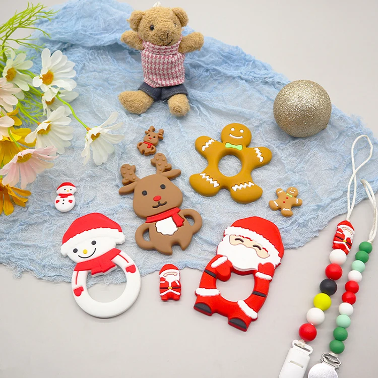 OEM&ODM Christmas Gift BPA Free New Born Baby Chewing Toy Silicone Mordedor Silicone Teether Baby Teething