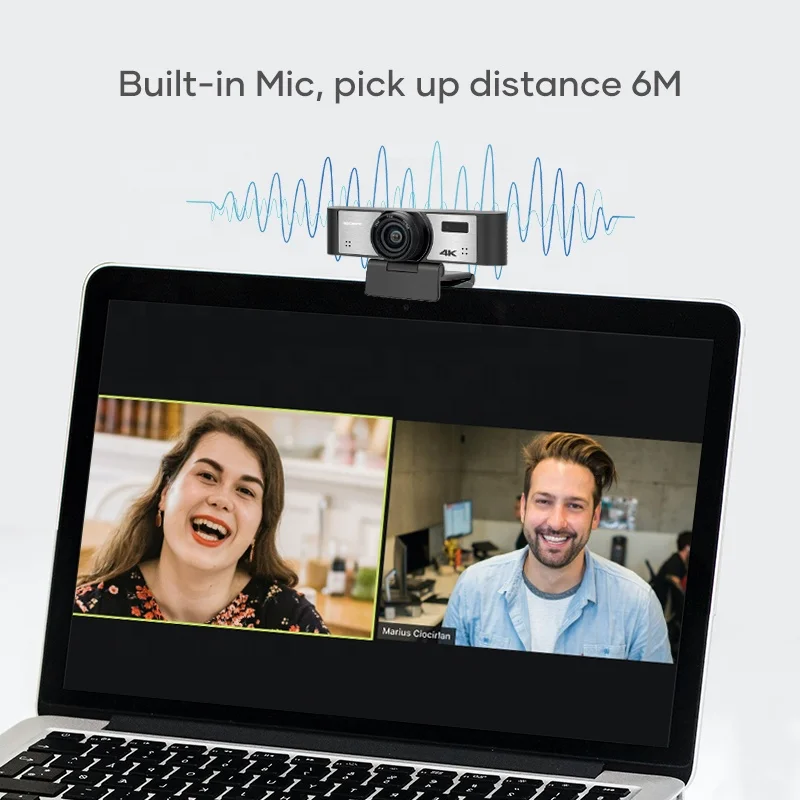  Rocware mini 4K Ultra HD USB AI камера для видеоконференции с отслеживанием и 2 микрофонами проведения встреч видеочата прямой трансляции