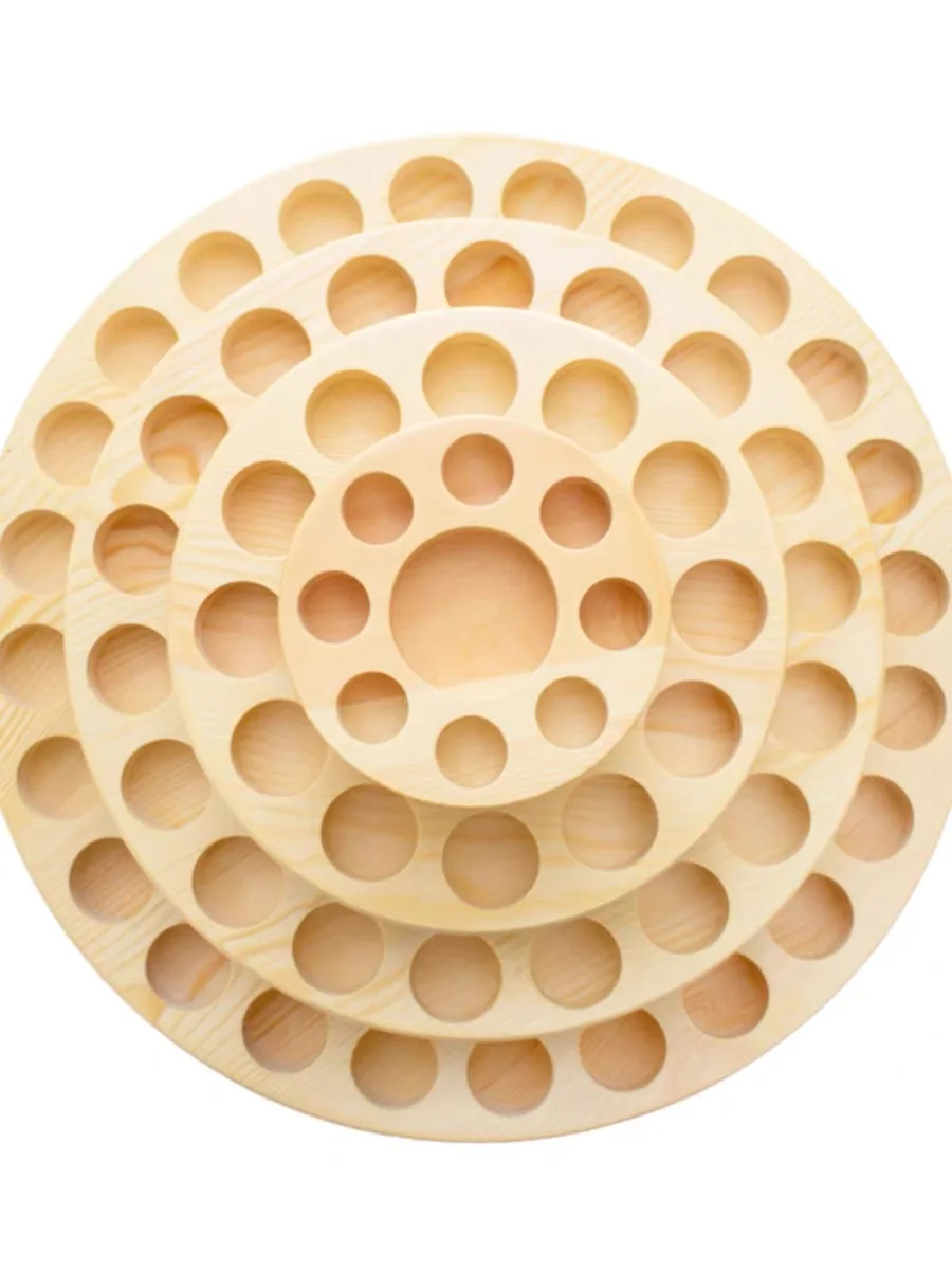 Bamboo Wood Essential Oil display stand 360-degree rotating solid wood lipstick sub-bottle desktop storage display plate