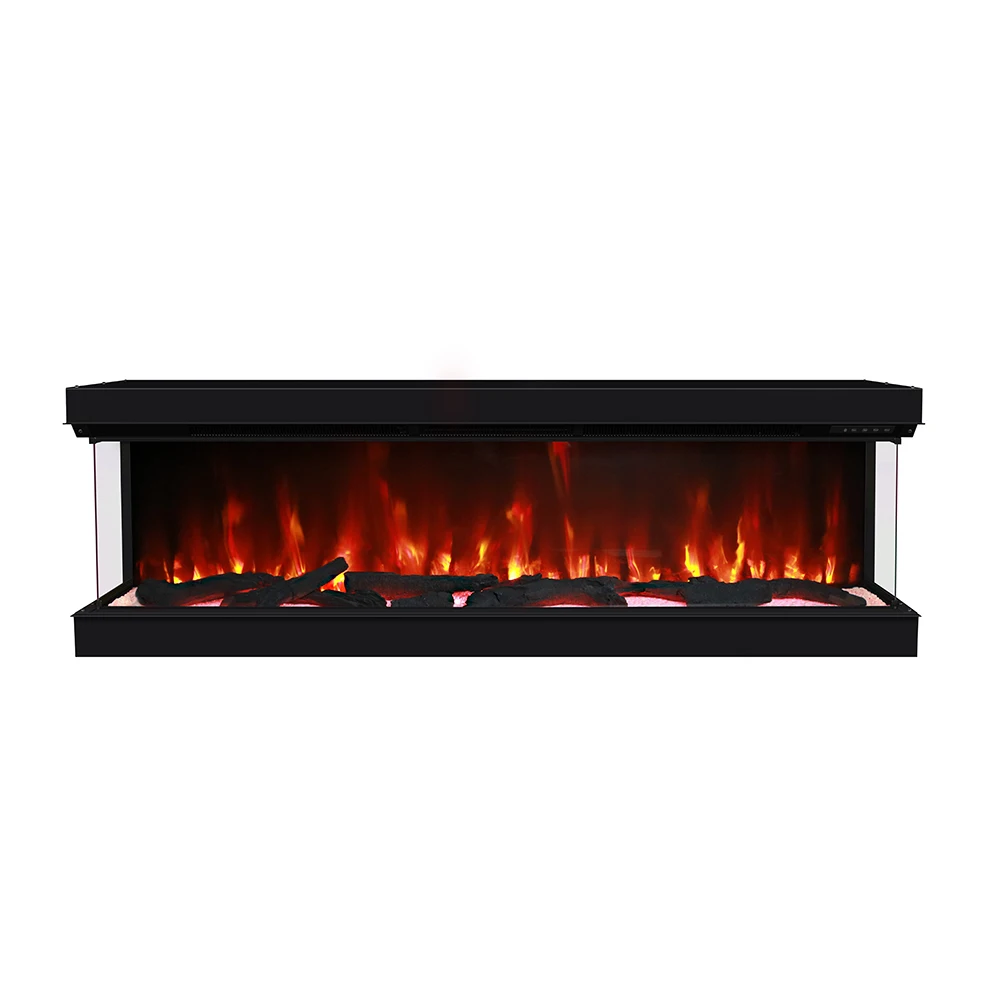 Оптовая продажа автономный Интеллектуальный 60-дюймовый 3-сторонний Электрический нагреватель для камина с имитацией пламени бытовой пульт дистанционного управления