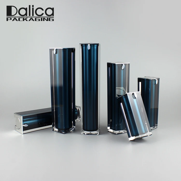 Promotional Luxury Blue Empty Square Cosmetic Vacuum Airless Pump Bottle