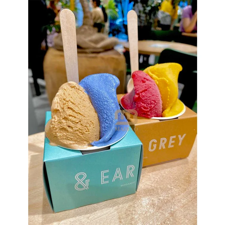 Custom printed frozen yogurt packaging cup disposable frozen food box packaging fruits yogurt cup milk ice cream take away box