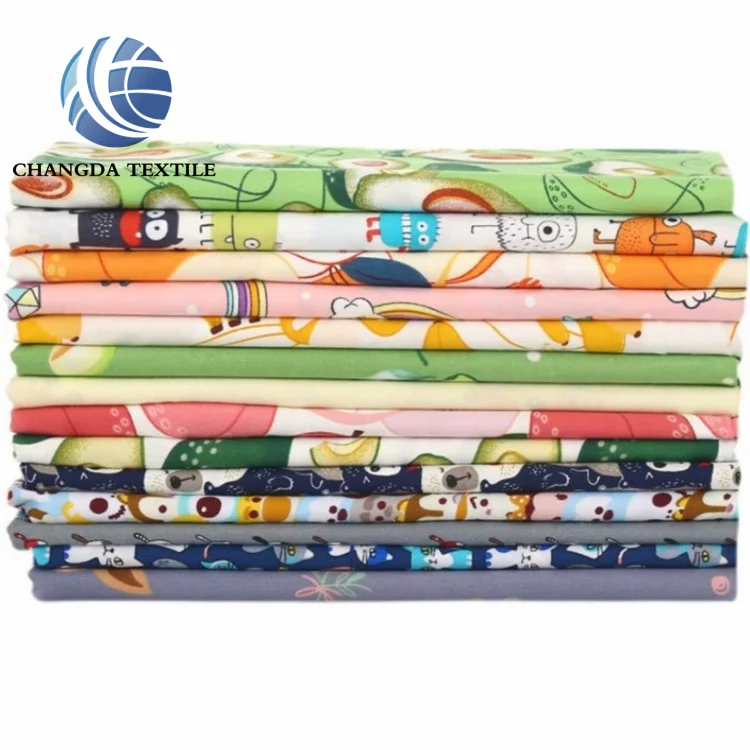 100%Cotton 40*40 133*72 123GSM Geometric Cartoon Anime Printed Twill Fabric Coupons For Clothing Cotton Canvas