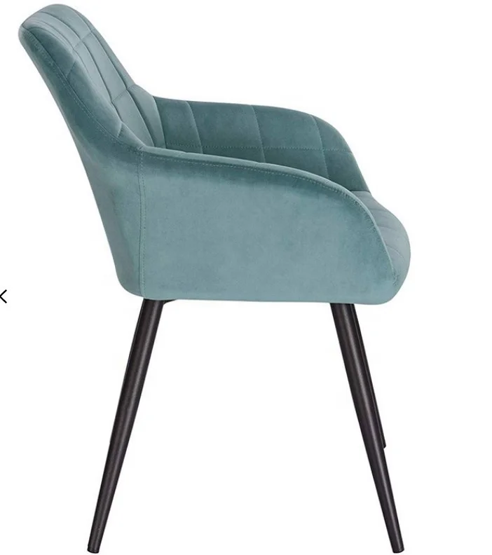 Роскошная мебель для столовой Nordic Velvet металлические ножки обеденный стул с подлокотниками