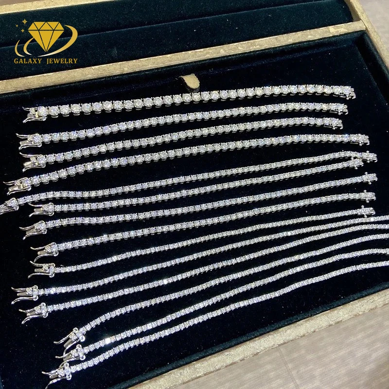 Wholesale Mossanite Jewelry Manufacturer 3-5mm Vvs Tennis Bracelet Diamond Moissanite Tennis Chain 925 Silver Moissanite Chain