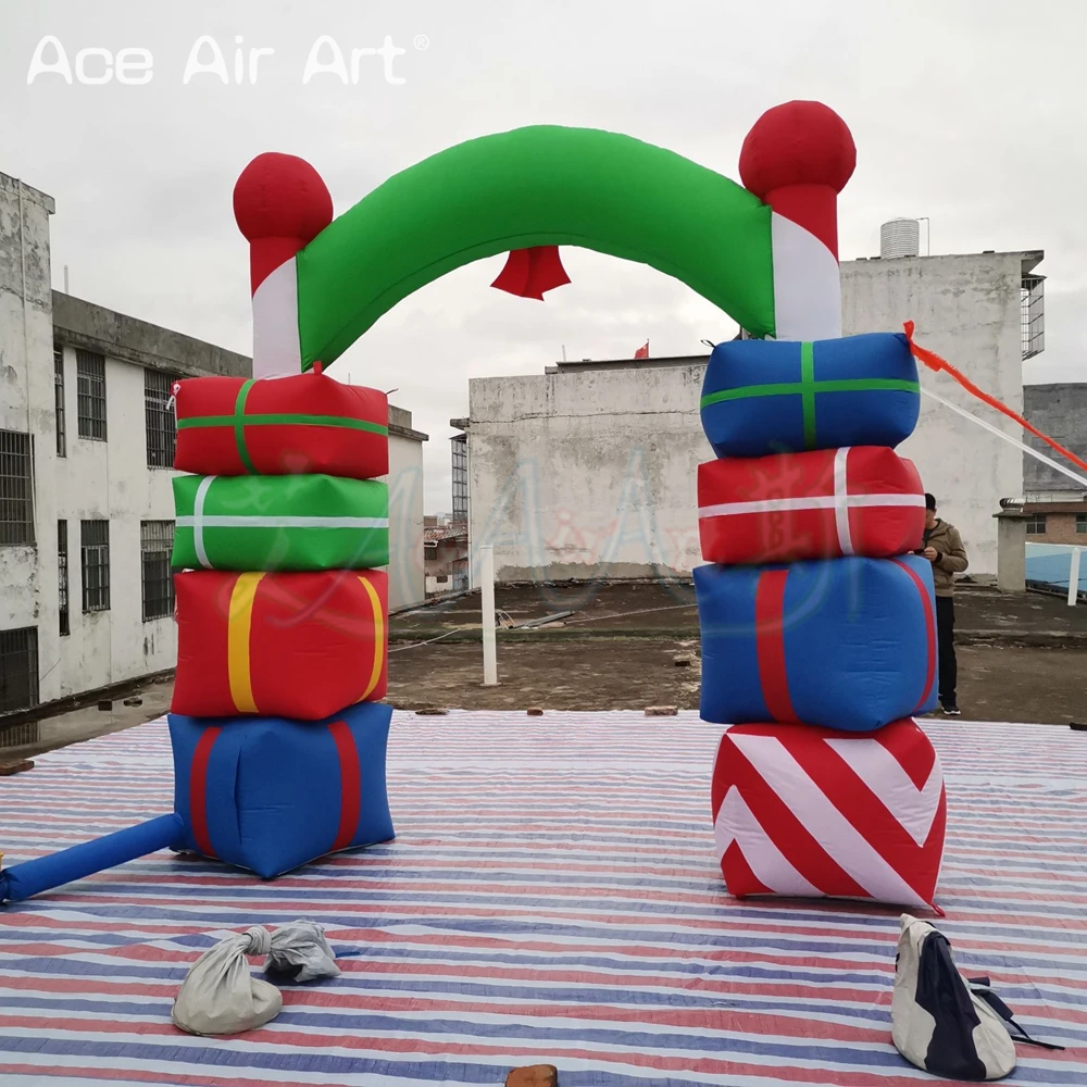 3mWx3mH Gift Box Inflatable Arch For Christmas Event Exhibition Inflatable Arch Inflatable Christmas Doorway Arch