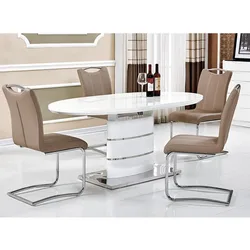most popular high glossy extension wooden rectangle shape dining table sets