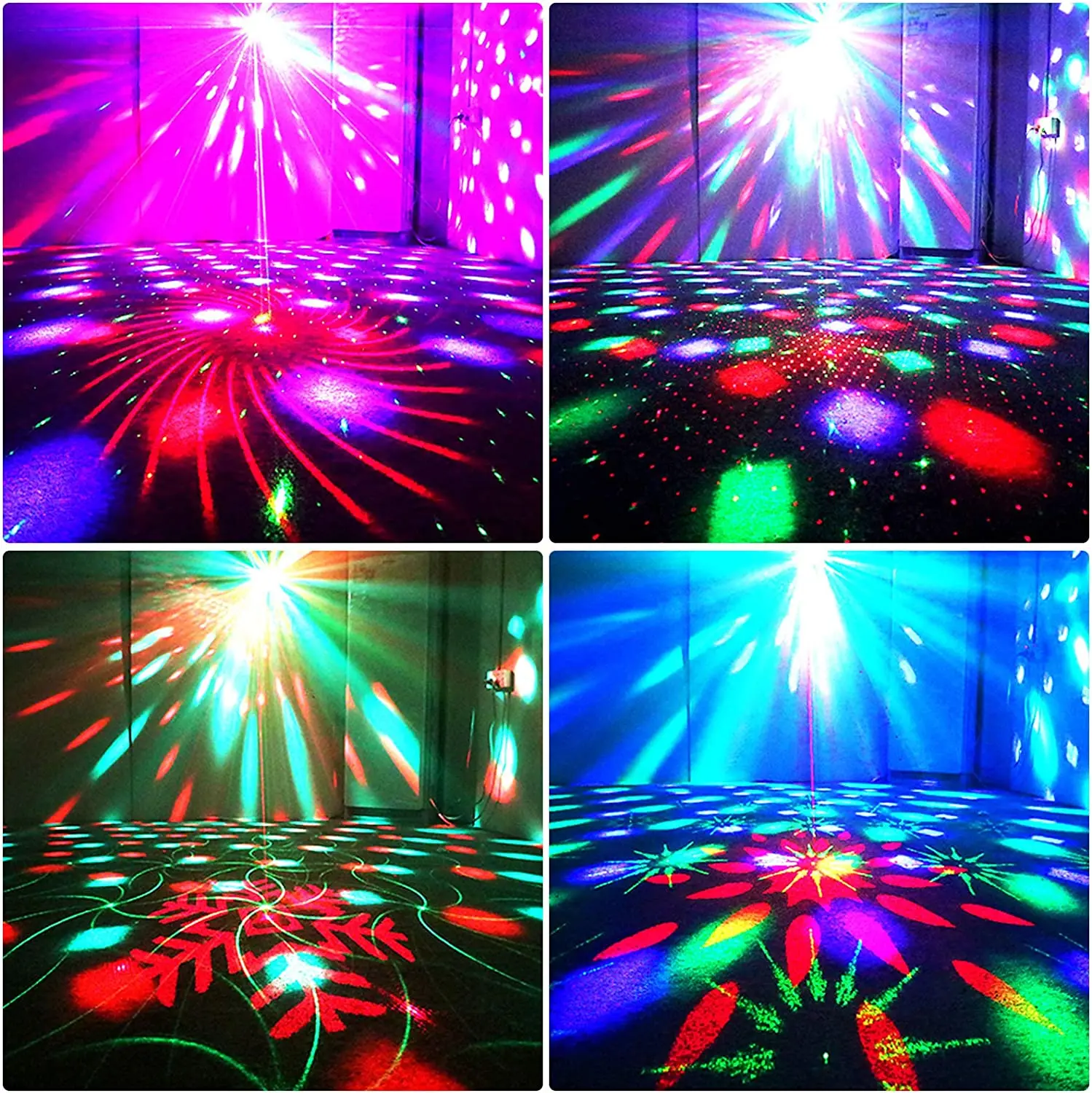 DJ Mini Stage Lights Sound Activated Remote Control RGB LED Laser Crystal Ball Light Disco Party Lighting