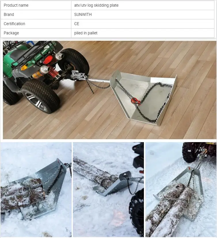 2022 atv log transport trailer metal sheet attachments skidding plate for timber skidding transportation