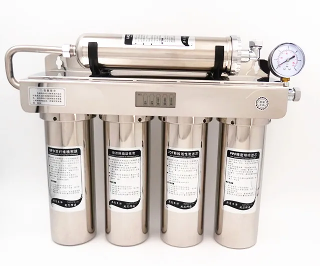 5 Stages Stainless Steel Gravity Water Filter Housing With Pressure Gage