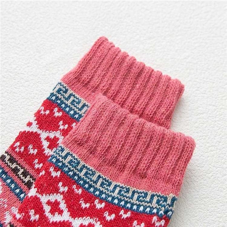 
Vintage Striped Jacquard Pattern Candy Color Happy Sock Winter Rabbit Hair Wool Thicken Warm Casual Socks For Woman 