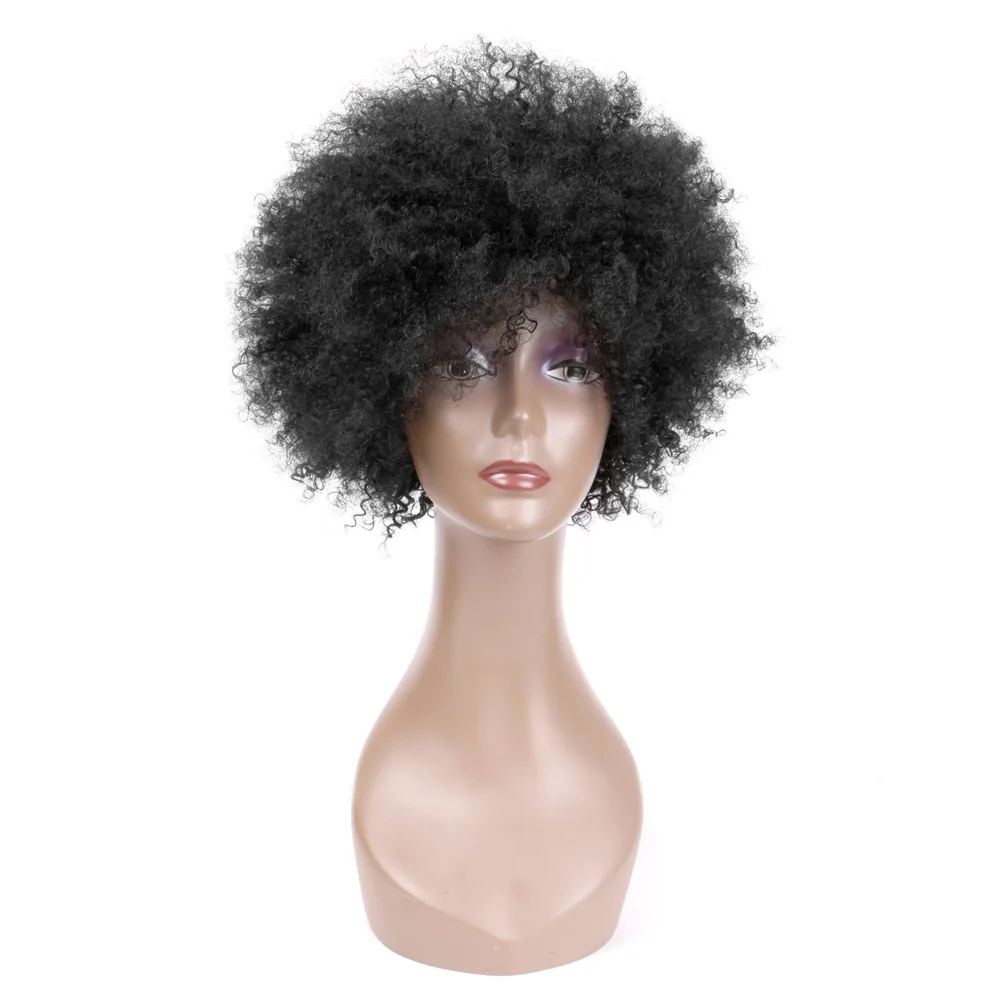 AU Hot sale Fluffy Afro real hair African style afro head real wig female nachine-made human hair wigs with High density