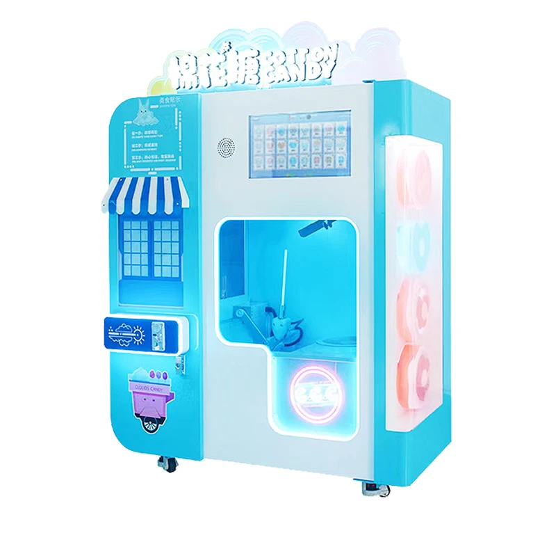Factory Commercial Self Full Automatic Cotton Candy Floss Vending Machine For Sale Shopping Malls And Amusement Parks